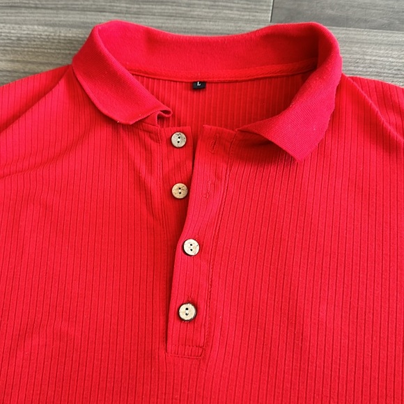 MEN POLO SHIRTS】: Henley Button up Design | Long Sleeve - Picture 3 of 3